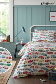 Cath Kidston White Vintage Cars Duvet Cover and Pillowcase Set