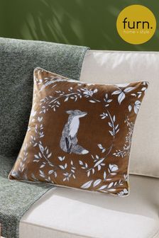 Furn Amber Buckthorn Fox Velvet Piped Cushion