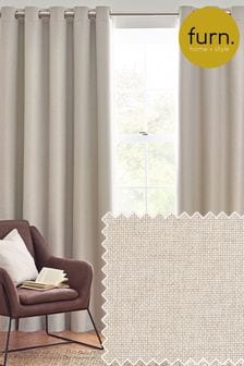 Furn Linen Dawn 100% Blackout Thermal Eyelet Curtains