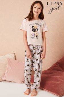 Lipsy Pink Short Sleeve Long Leg Pyjama Set (L11283) | £16 - £22