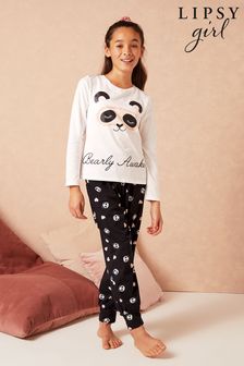 Lipsy Grey Long Sleeve Long Leg Pyjama Set (L11287) | £18 - £24
