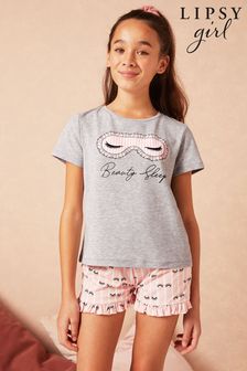Lipsy Grey Frill Short Pyjamas (L11292) | £15 - £23