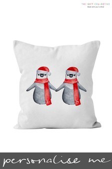 Personalised Penguin Couple Cushion by The Gift Collective (L16349) | £22