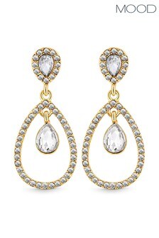 Mood Gold Plated Crystal Tear Drop Earrings (L40120) | £10