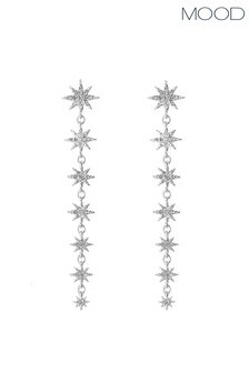 Mood Silver Silver Plated Celestial Linear Drops Earrings (L40541) | £14