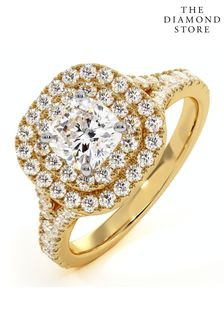 The Diamond Store White Anastasia Lab Diamond Halo Engagement Ring in 18K Gold 1.30ct G/SI1 (L48095) | £1,775