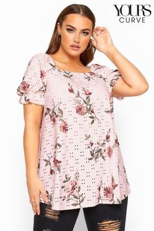 Yours Limited Limited Collection Curve Floral Broderie Anglaise Top