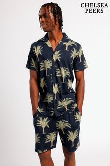 Chelsea Peers Men's Palm Tree Print Button Up Short Pyjama Set