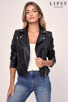 Womens Clothing Jackets Leather jackets Mango Leather Biker Jacket Black 