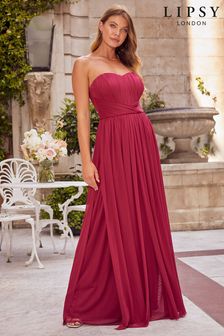 Lipsy Red Bella Multiway Bandeau Bridesmaid Dress (L85498) | £85