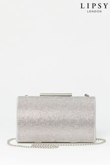 Lipsy Silver Diamante Clutch Occasion Bag (L93195) | £36