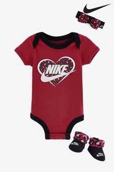 Nike Baby Purple Leopard Print Bodysuit, Headband and Booties Box Set