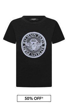 Balmain Boys Black Jersey Logo T-Shirt