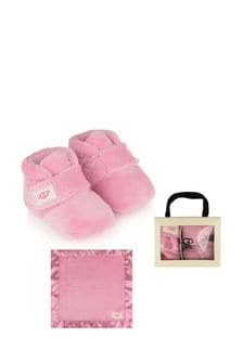 UGG Pink Bixbee Booties & Lovey Blanket Gift Set