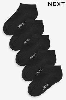 Black 5 Pack Cotton Rich Cushioned Sole Trainer Socks (M01589) | £6 - £7