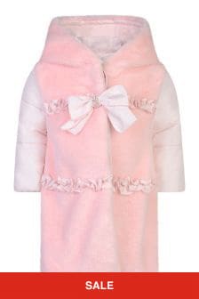 Bimbalo Girls Pink Padded Coat With Faux Fur