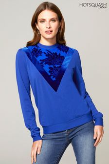 HotSquash Blue Sweater Top With Velvet