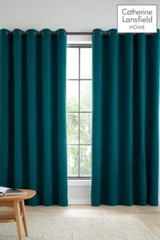 Catherine Lansfield Teal Blue Wilson Thermal Blackout Lined Eyelet Curtains