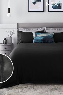 Black 300 Thread Count 100% Cotton Sateen Collection Luxe Duvet Cover and PIllowcase Set