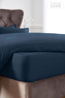 Navy Extra Deep Fitted 300 Thread Count Collection Luxe 100% Cotton Sheet