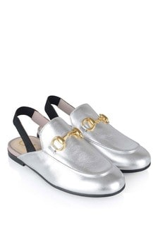 GUCCI Kids Leather Princetown Slippers