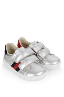 GUCCI Kids Leather Velcro Strap Trainers