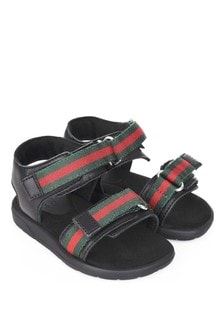 GUCCI Kids Boys Sandals With Striped Velcro Straps