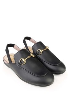 GUCCI Kids Leather Princetown Slippers