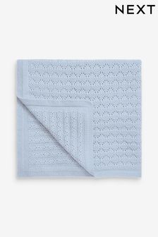 Blue Kids Pointelle Baby Blanket (M07723) | £16