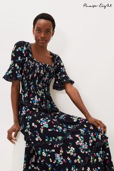 Phase Eight Black Hudson Floral Co-Ord Blouse