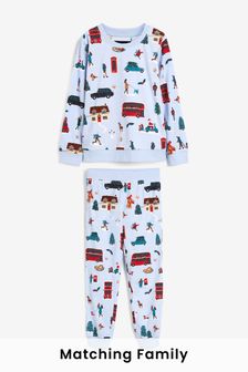 Blue Christmas London Buses Matching Family Kids Pyjamas (9mths-12yrs) (M08251) | £13 - £18
