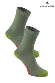 Craghoppers Green Nlife Kids Travel Socks Twin Pack