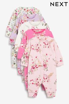 Bright Floral Footless Baby 5 Pack Printed Footless Sleepsuits (0mths-3yrs) (M08962) | £32 - £36