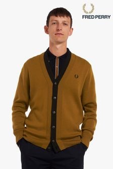 Fred Perry Caramel Brown Double Placket Cardigan