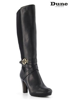 Dune London Black Sabrena Elasticated Buckle Detail Boots (M09673) | £200
