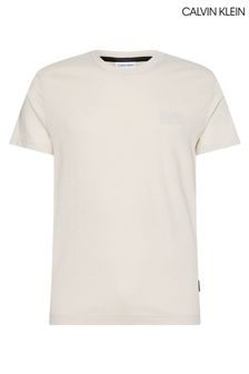 Calvin Klein Mens Cream Highshine Box Logo T-Shirt (M10651) | £45