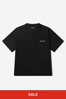 Balenciaga Kids Unisex Cotton Short Sleeve T-Shirt in Black