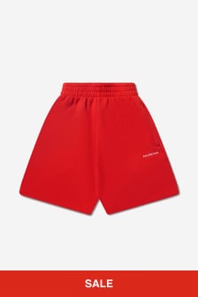 Balenciaga Kids Cotton Shorts in Red
