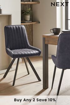 Set of 2 Oakley Dining Chairs with Black Legs