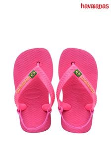 Havaianas Pink Baby Brasil Logo Flip Flops