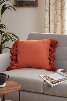Orange Cluster Tassel Cushion