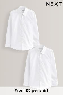 White Slim Fit 2 Pack Long Sleeve Shirts (3-17yrs) (M13609) | £9 - £16