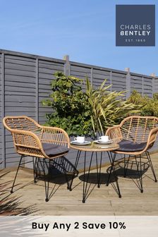 Natural Rattan 2 Seater Bistro Set By Charles Bentley (M14640) | £310