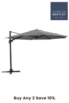 Charles Bentley Light Grey Garden Premium XLarge Hanging Banana Umbrella (M14670) | £345