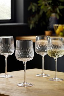 Clear Albany Set of 4 White Wine Glasses