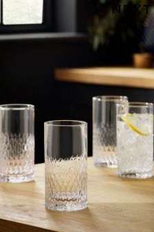 Clear Albany Glassware Set of 4 Tall Tumbler Glasses (M14788) | £24