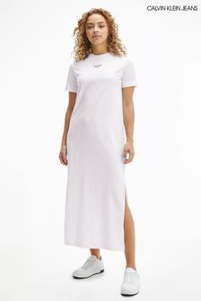 Calvin Klein Jeans Womens White Stacked Logo T-Shirt Dress