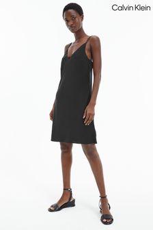 Calvin Klein Womens Black Recycled Slip Dress