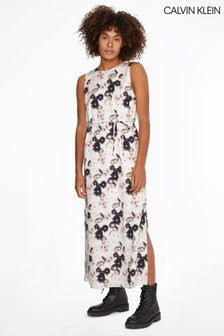 Calvin Klein Womens White White Recycled Print Maxi Dress (M15450) | £200