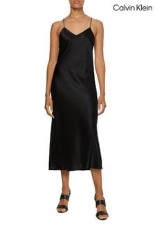 Calvin Klein Black Iconic Silk Slip Dress (M15838) | £250